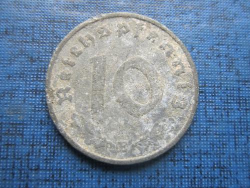 монета 10 пфеннигов Германия 1941 Е Рейх свастика цинк
