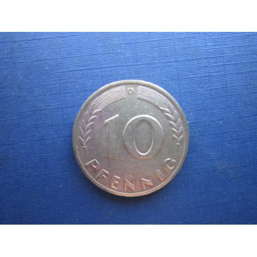 Монета 10 пфеннигов Германия ФРГ 1949 D