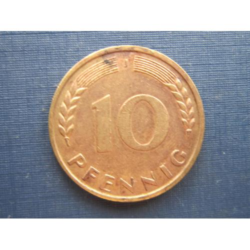 Монета 10 пфеннигов Германия ФРГ 1950 J