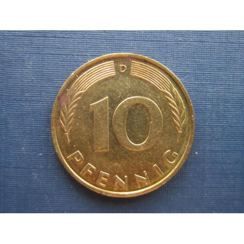 Монета 10 пфеннигов Германия ФРГ 1990 D