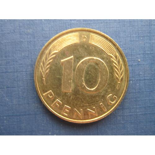 Монета 10 пфеннигов Германия ФРГ 1991 D