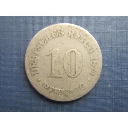 Монета 10 пфеннигов Германия империя 1874 С