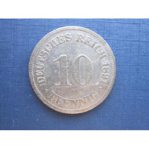 Монета 10 пфеннигов Германия империя 1891 А