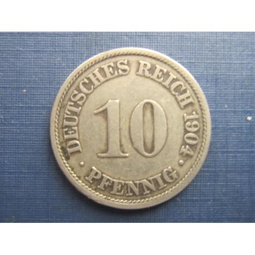 Монета 10 пфеннигов Германия империя 1904 А