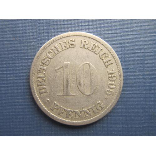 Монета 10 пфеннигов Германия империя 1905 G