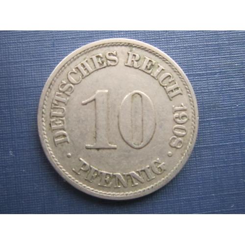 Монета 10 пфеннигов Германия империя 1908 А