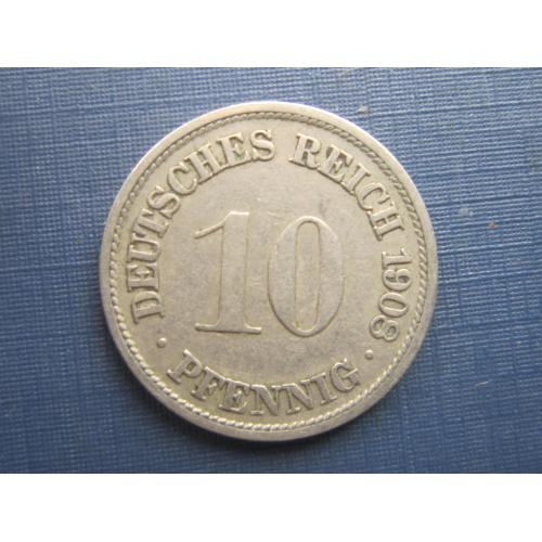Монета 10 пфеннигов Германия империя 1908 F