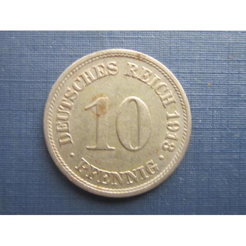 Монета 10 пфеннигов Германия империя 1913 F
