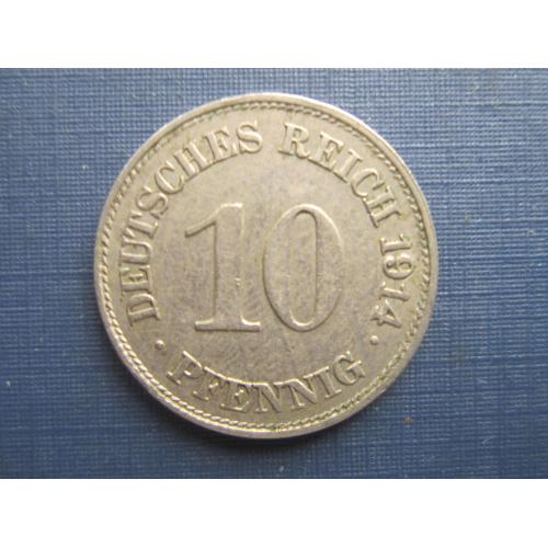Монета 10 пфеннигов Германия империя 1914 Е