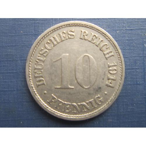 Монета 10 пфеннигов Германия империя 1914 F