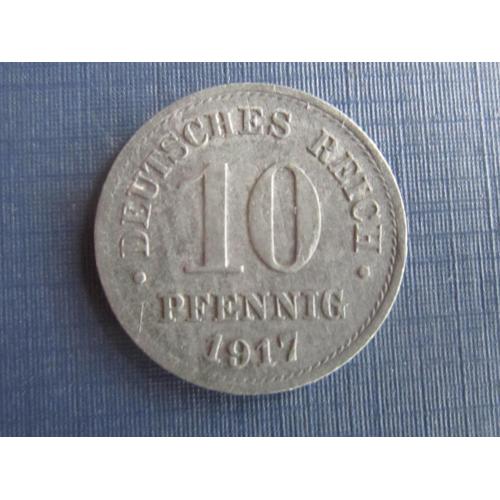 Монета 10 пфеннигов Германия империя 1917 цинк