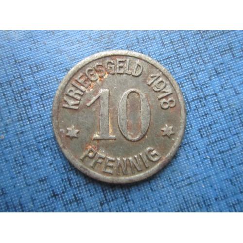 Монета 10 пфеннигов Германия Кобленц 1918 нотгельд