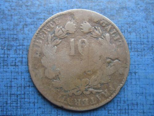 Монета 10 санимов Франция 1879 А Париж как есть