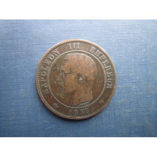 Монета 10 сантимів Франція 1855 К Бордо Наполеон III гарна