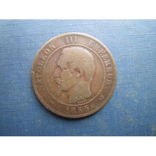 Монета 10 сантимів Франція 1855 В Руан Наполеон III гарна