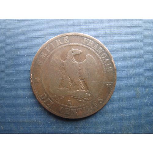 Монета 10 сантимів Франція 1856 К Бордо Наполеон III непогана