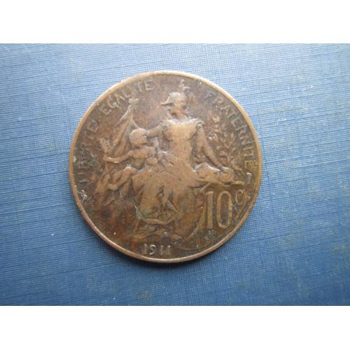 Монета 10 сантимів Франція 1911