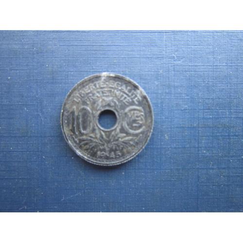 Монета 10 сантимів Франція 1945 маленька цинк