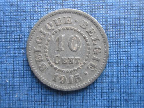 Монета 10 сантимов Бельгия 1915 цинк оккупация