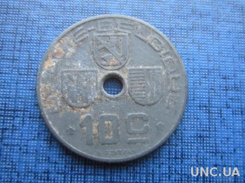 монета 10 сантимов Бельгия 1944 цинк оккупация
