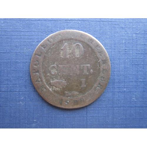 Монета 10 сантимов Франция 1809 Наполеон Бонапарт 1808 серебро