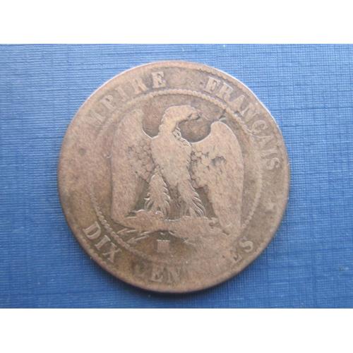 Монета 10 сантимов Франция 1854 М Наполеон III