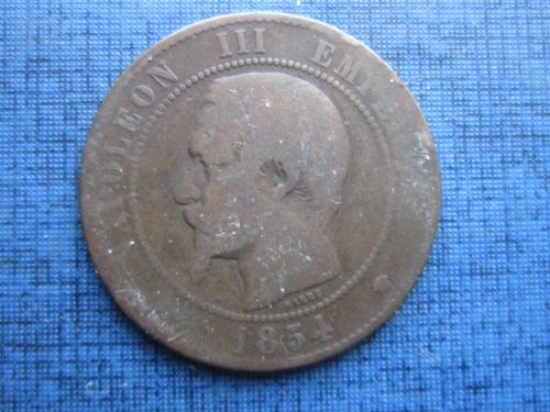 Монета 10 сантимов Франция 1854 МА Наполеон III