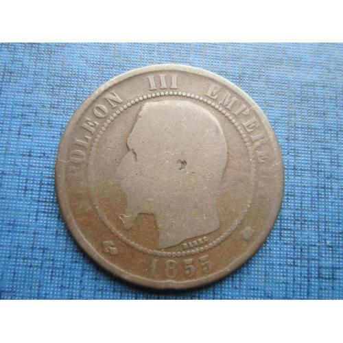 Монета 10 сантимов Франция 1855 К Бордо