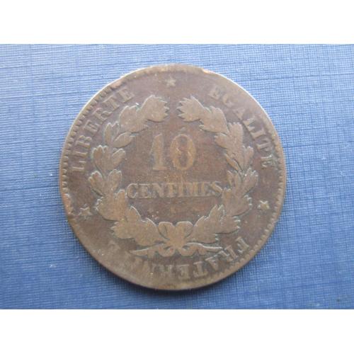 Монета 10 сантимов Франция 1872 К Третья республика