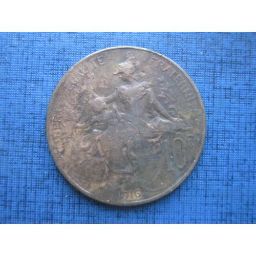 Монета 10 сантимов Франция 1916