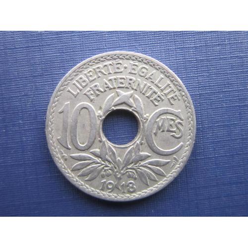 Монета 10 сантимов Франция 1918