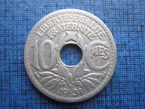 Монета 10 сантимов Франция 1931