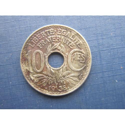 Монета 10 сантимов Франция 1938
