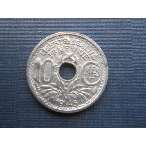 Монета 10 сантимов Франция 1945 В маленькая состояние