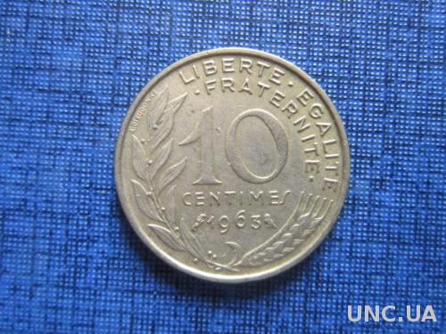 Монета 10 сантимов Франция 1963
