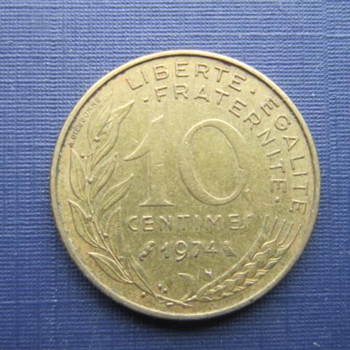 Монета 10 сантимов Франция 1974