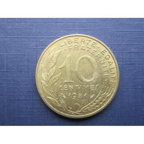 Монета 10 сантимов Франция 1981