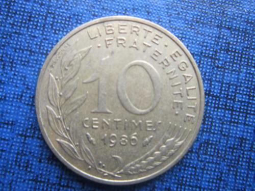 Монета 10 сантимов Франция 1986