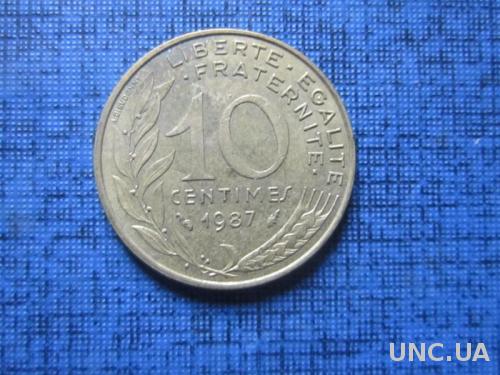 Монета 10 сантимов франция 1987
