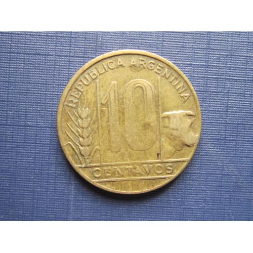 Монета 10 сентаво Аргентина 1950 фауна корова бык