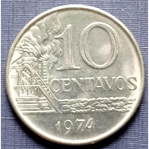 Монета 10 сентаво Бразилия 1974