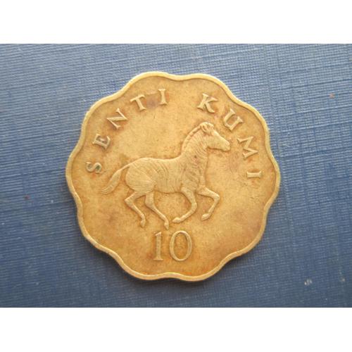Монета 10 сенти Танзания 1979 фауна ззебра