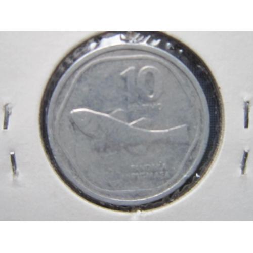 Монета 10 сентимо Филиппины 1984 фауна рыба