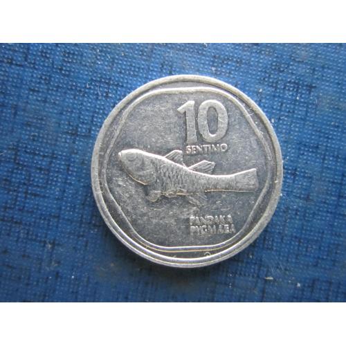 Монета 10 сентимо Филиппины 1987 фауна рыба