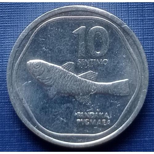 Монета 10 сентимо Филиппины 1993 фауна рыба