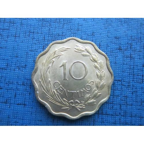 Монета 10 сентимо Парагвай 1953 фауна лев