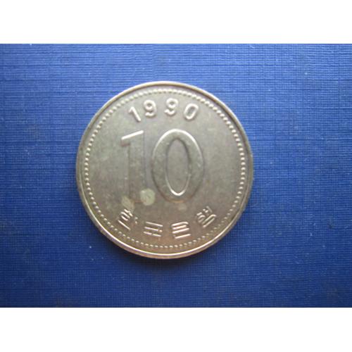 Монета 10 вон Южная Корея 1990