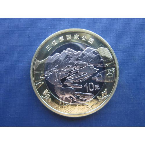 Монета 10 юаней Китай 2023 национальные парки фауна тибетская антилопа