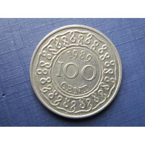 Монета 100 центов Суринам 1989