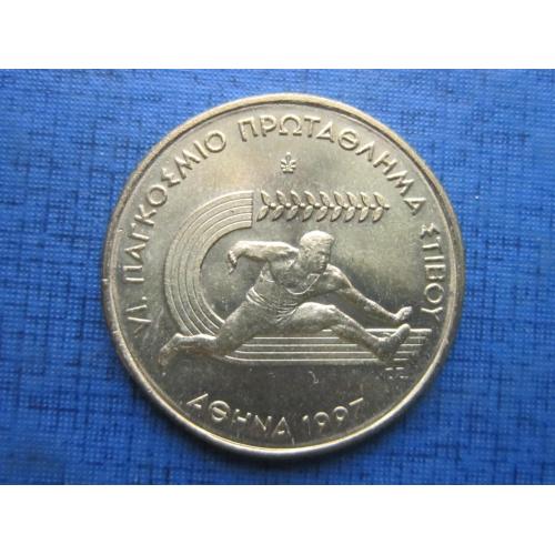 Монета 100 драхм Греция 1997 юбилейка спорт лёгкая атлетика храм Олимпия Афины состояние